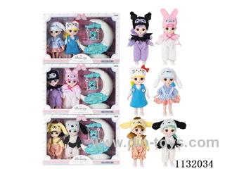 6" Solid 13 jointed 3D eye doll with accessories (2 pcs)