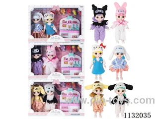 6" Solid 13 Articulated 3D Eye Doll with Accessories (2pcs)