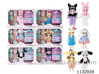 6" Solid 13 Articulated 3D Eye Doll w/ Accessories