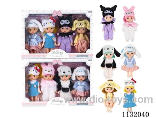 6" Solid Dolls 4pcs