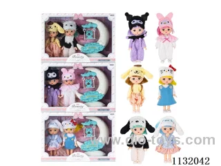 6" Solid Dolls w/ Accessories (2pcs)