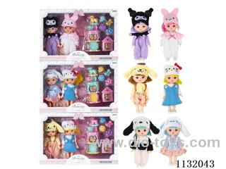 6" Solid Dolls w/ Accessories (2pcs)