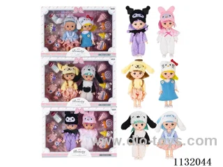 6" Solid Dolls with Accessories (2pcs)