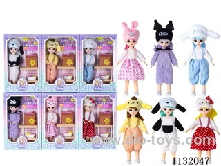 12" Solid Body Articulated 3D Eye Doll with Accessories