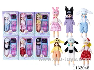 12" Solid Body Articulated 3D Eye Doll with Accessories