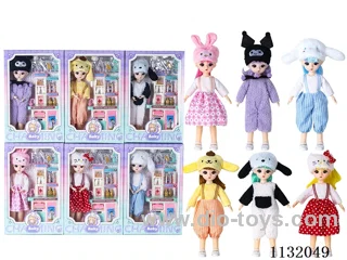 12" Solid Body Articulated 3D Eye Doll with Accessories