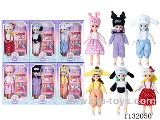 12" Solid Body Articulated 3D Eye Doll with Accessories