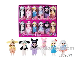 6" Solid 13 jointed 3D eye dolls 12 pcs.