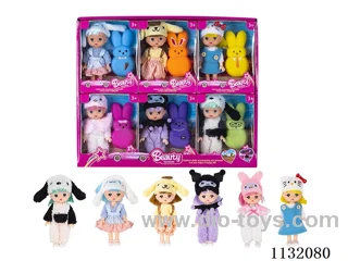 6" Solid Dolls with accessories 6pcs.