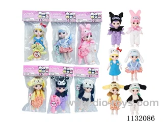 6" Solid 13 Jointed 3D Eye Doll with Accessories