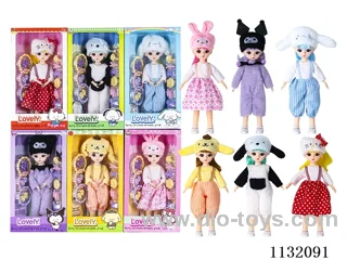 12" Solid Body Articulated 3D Eye Doll with Accessories