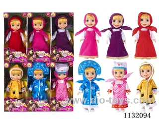 10" Full Body Vinyl 3D Eye Masha Bear Doll with Masha Theme Song Music
