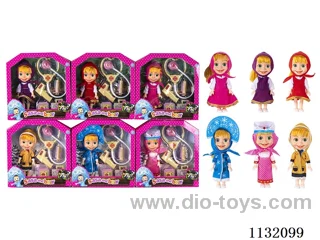 6.5" Solid 3D Eye Masha Bear Doll with Accessories