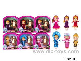 6.5" Solid 3D Eyes Masha Bear Doll with Accessories