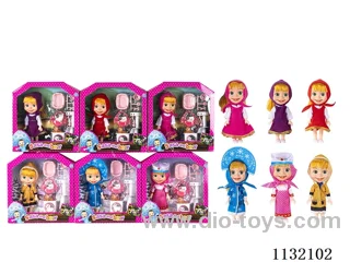 6.5" Solid 3D Eye Masha Bear Doll with Accessories