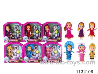 6.5" Solid 3D Eye Masha Bear Doll with Accessories