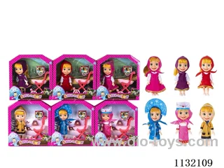 6.5" Solid 3D Eye Masha Bear Doll with Accessories