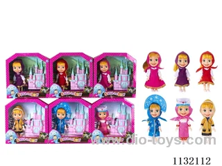 6.5" Solid 3D Eye Masha Bear Doll with Accessories