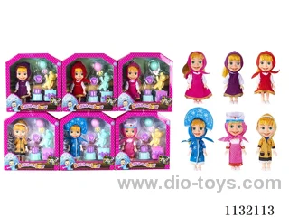 6.5" Solid 3D Eye Masha Bear Doll with Accessories