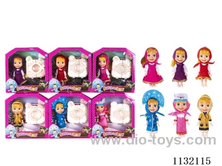6.5" Solid 3D Eye Masha Bear Doll with Accessories