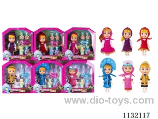 6.5" Solid 3D Eyes Masha Bear Doll with Accessories
