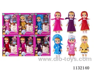 10" Empty Masha Bear doll with Martha's theme song music with accessories