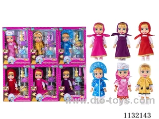 10" Empty Masha Bear doll with Martha's theme song music with accessories