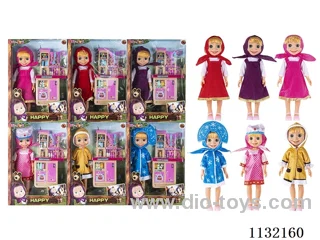 14" Vinyl Hands 3D Eyes Masha Bear Doll with Martha's Theme Song Music with Accessories