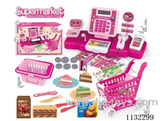 Shopping trolley cash register cake set with calculator / sound / 2*AA batteries not included