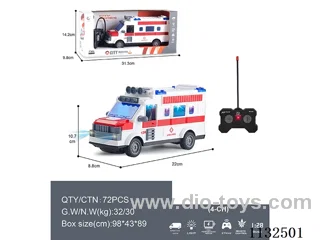 1:28 27MHz 4ch rc Ambulance with lights (batteries not included)