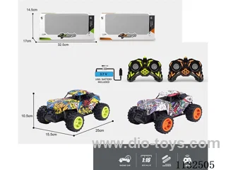1:16 2.4G 6ch rc high speed car, fast and slow gear switching, one touch demo, illuminated rc ware (batteries included)