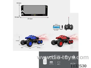 1:16 27MHz 6ch rc 6 Wheel 4WD w/light/spray function w/water fill bottle (battery included)