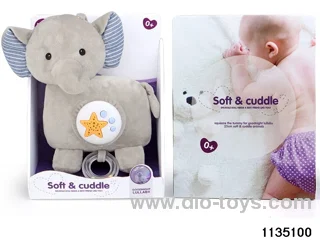 Plush elephant with projection hammockable bed
