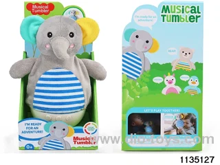 Plush elephant tumbler with lights and music