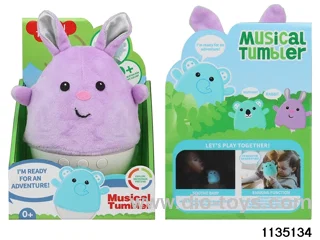 Plush rabbit tumbler with lights and music