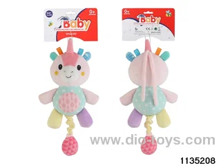 Plush unicorn with pull cord music box