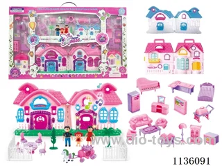 Electric villa with a family of three, furniture enclosure (six lights, seven colours, music)