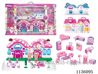 Battery operated villa with Barbie, Furniture enclosure (six lights, colourful, music)