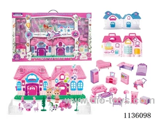 Battery operated villa with Barbie, Furniture enclosure (six lights, colourful, music)