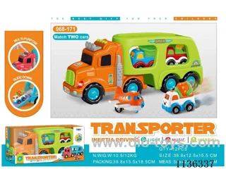 3 in 1 cartoon car truck toys (1 inertia big car with 2 inertia small car)