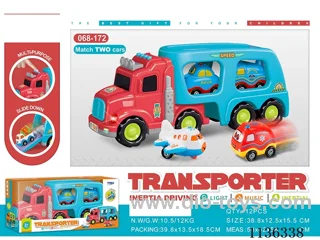 3 in 1 cartoon car truck toys (1 inertia car with 2 inertia car)