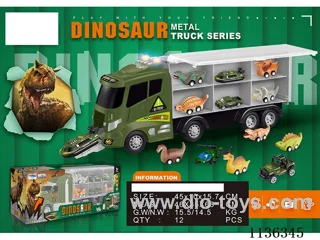 Dinosaur Storage Alloy Vehicle (Large Vehicle with Lights Music Large Vehicle and Small Vehicle Scooting Function, Small Dinosaur is pull back Function.