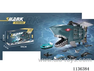 Shark storage toys (with gold car 2 only and 6 fish / shark with light music / shark and alloy car sliding function)
