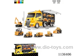 Engineering music big truck (big car skidding function with light music / 6 small cars alloy skidding))