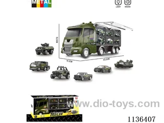 Military music big truck (big car skidding function with light music/6 small cars alloy skidding))