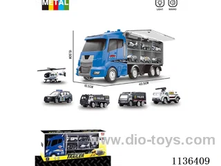 Police music big truck (big car skidding function with light music/6 small cars alloy skidding))