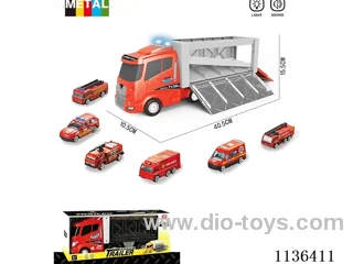Fire music big lorry (big vehicle taxiing function with light music/6 small vehicles alloy taxiing))