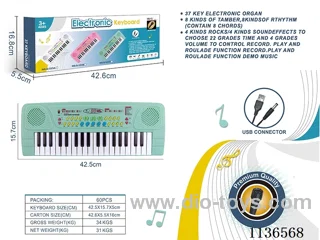 37 Keys Multifunctional Electronic Piano with Microphone USB Connector Cable (Green)