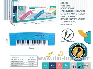 44 Keys Multifunctional Electronic Piano with Microphone USB Connector Cable (Blue)