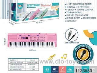 61 Keys Multifunctional Electronic Piano with USB Cable Microphone (Pink)